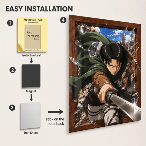 Anime Metal Poster Wall Decor - AOT Levi Ackerman - B - Image 2