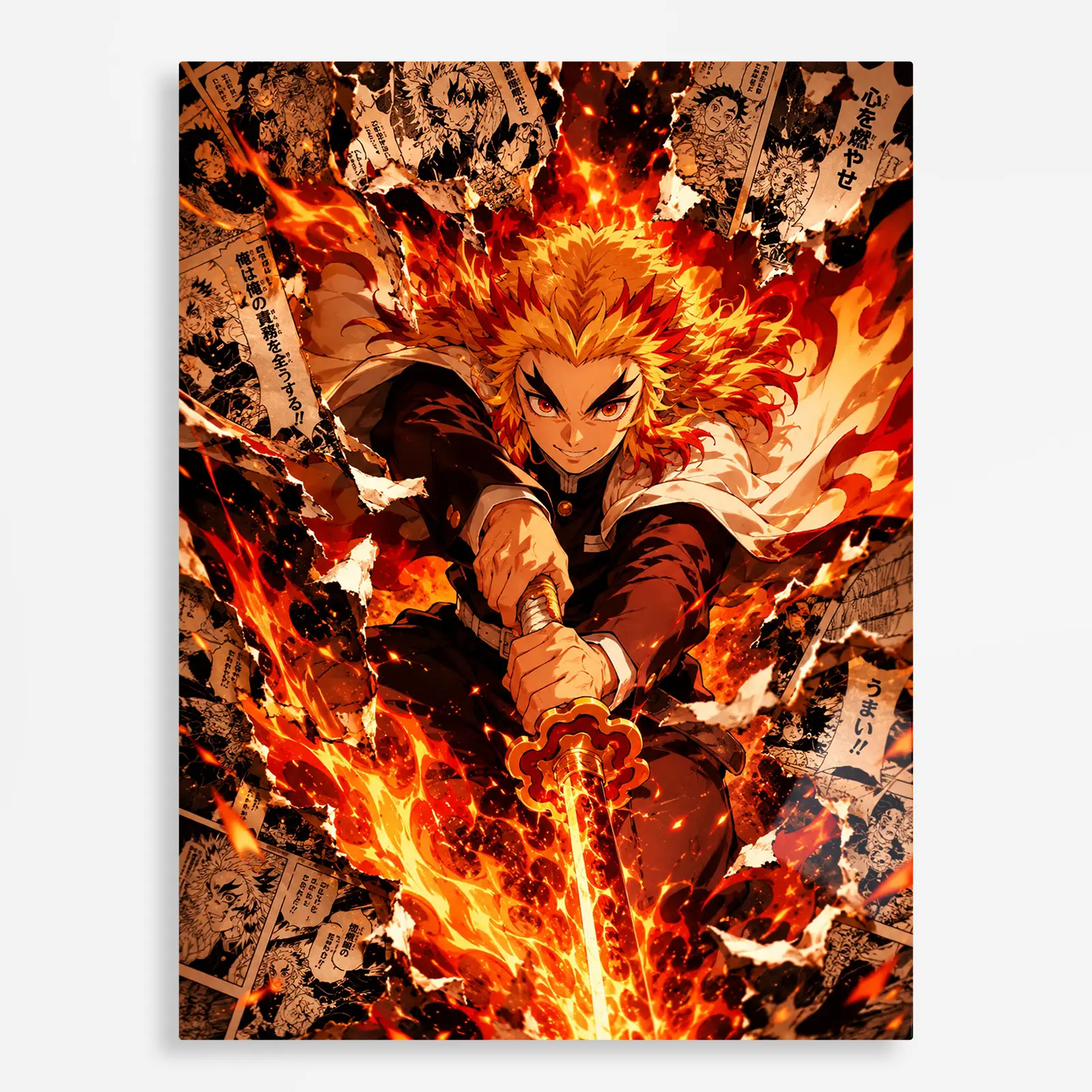 anime metal poster (100) s1 Anime Metal Poster Wall Decor - Slayer Rengoku - B - Image 1