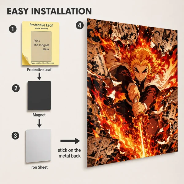 Anime Metal Poster Wall Decor - Slayer Rengoku - B - Image 2