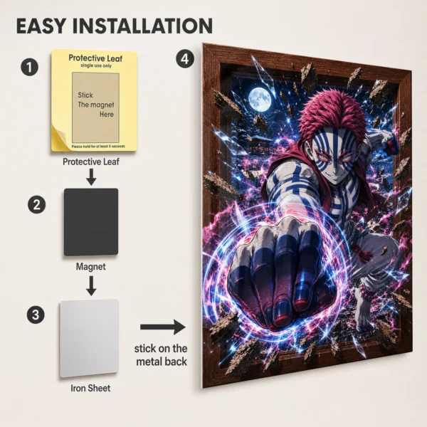 Anime Metal Poster Wall Decor - Slayer Akaza - A - Image 2