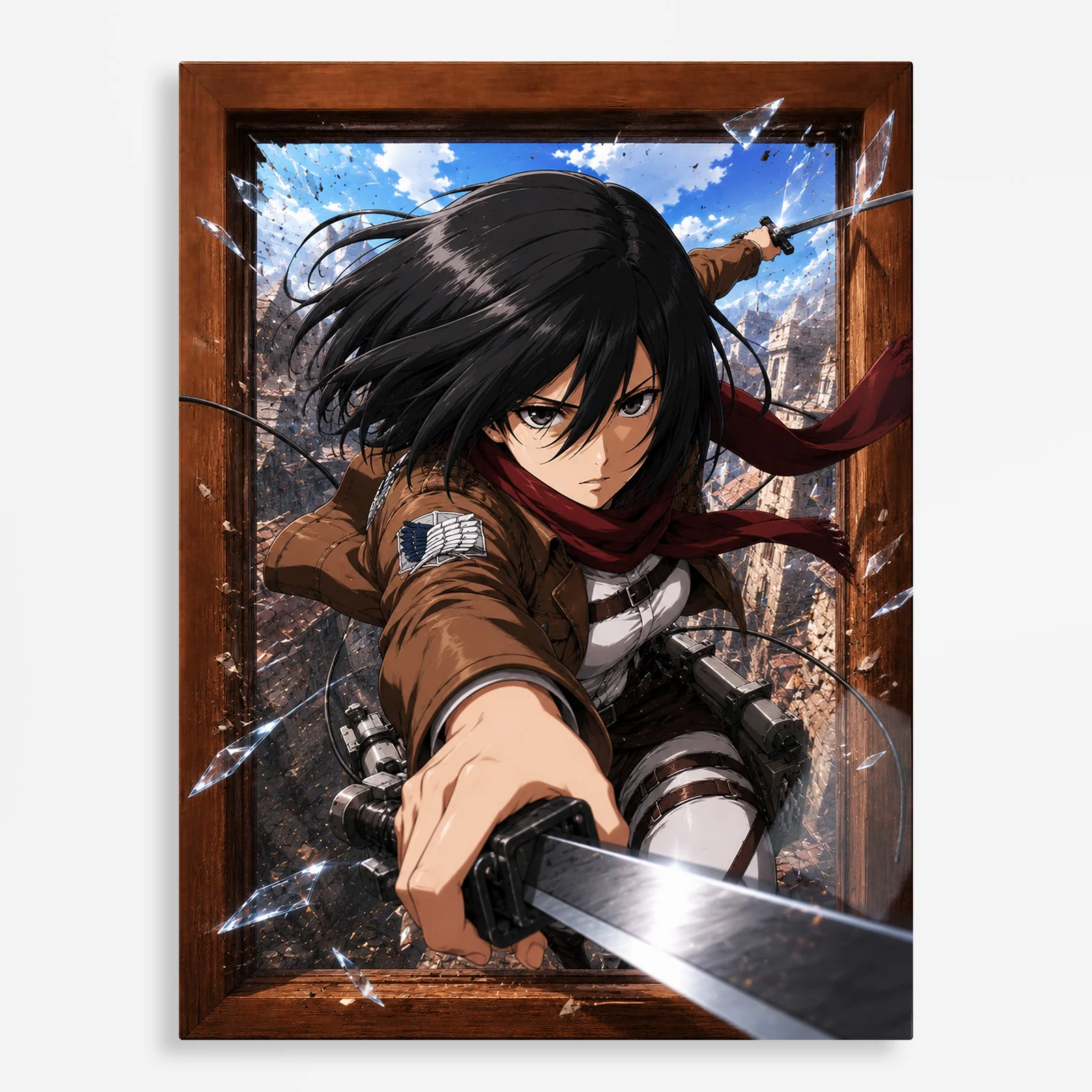 anime metal poster (11) s1 Anime Metal Poster Wall Decor - AOT Mikasa Ackerman - Image 1
