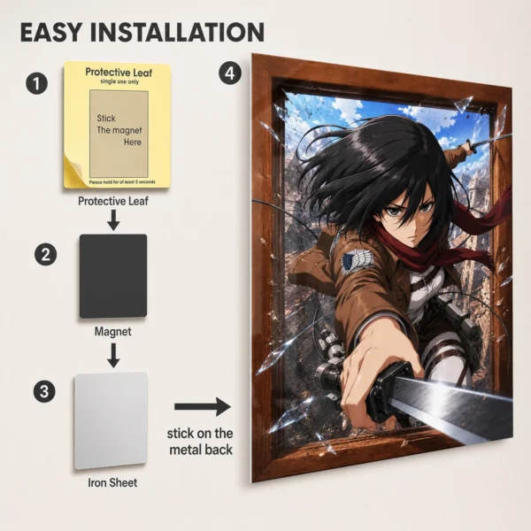 Anime Metal Poster Wall Decor - AOT Mikasa Ackerman - Image 2