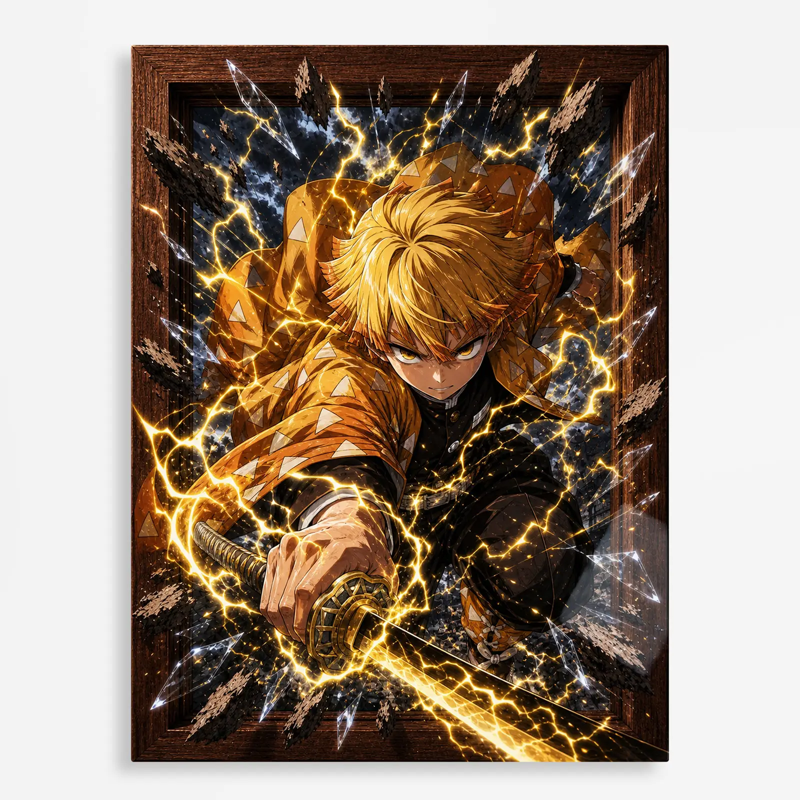anime metal poster (110) s1 Anime Metal Poster Wall Decor - Slayer Zenitsu - B - Image 1