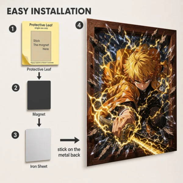 Anime Metal Poster Wall Decor - Slayer Zenitsu - B - Image 2