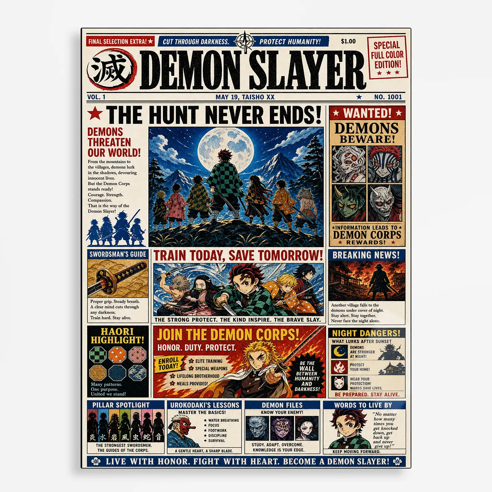 anime metal poster (111) s1 Anime Metal Poster Wall Decor - Slayer Newspaper - Image 1