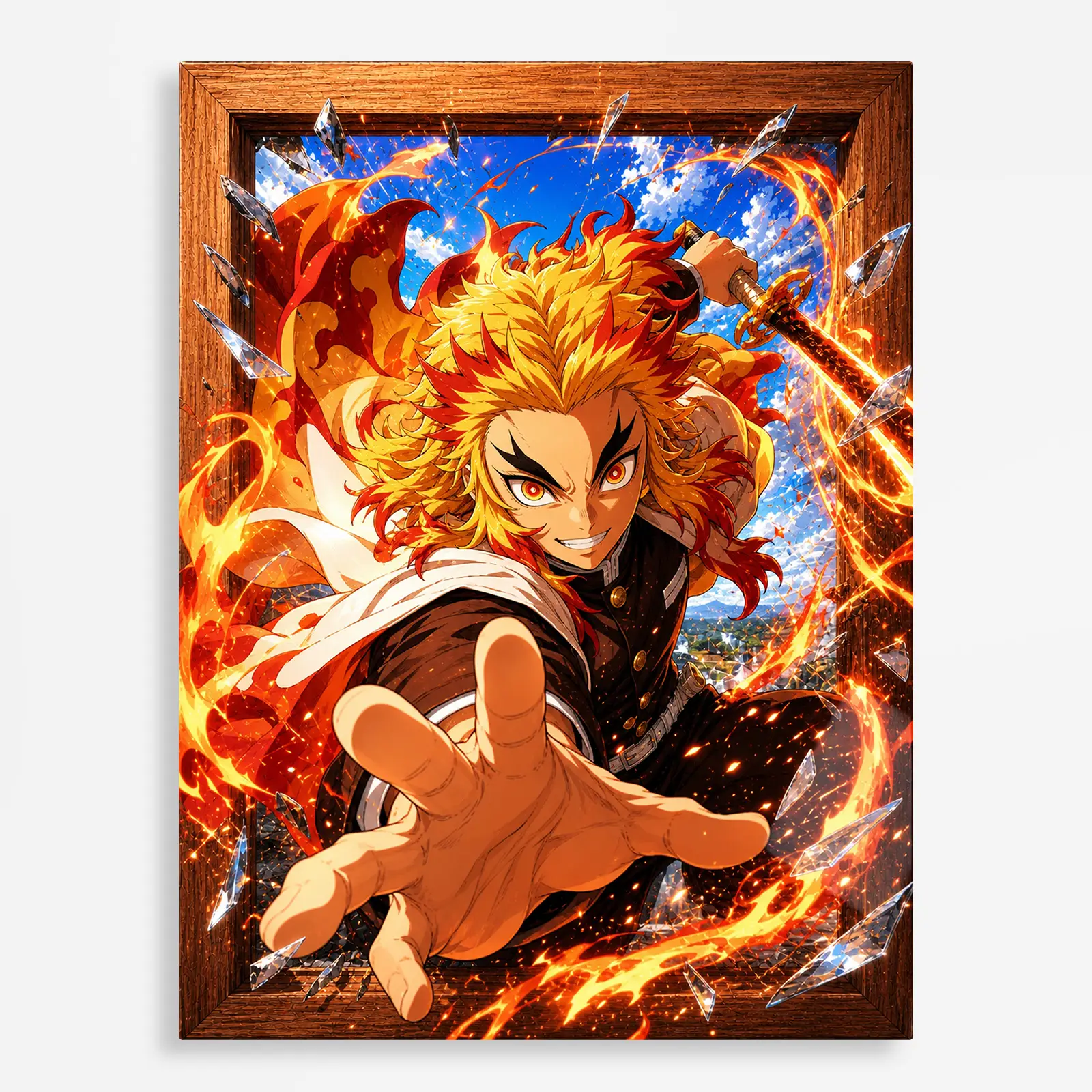 anime metal poster (114) s1 Anime Metal Poster Wall Decor - Slayer Rengoku - C - Image 1