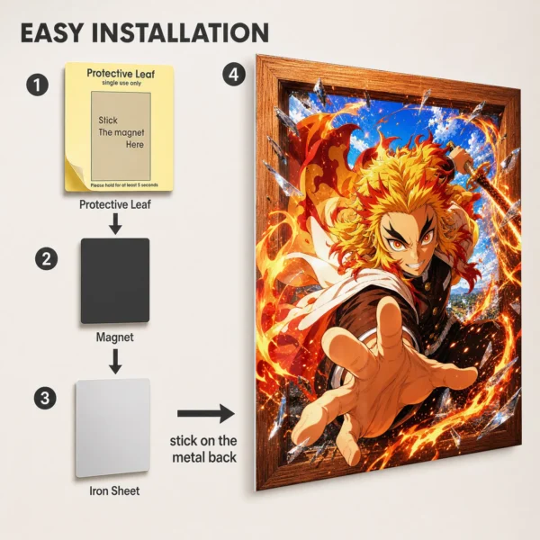 Anime Metal Poster Wall Decor - Slayer Rengoku - C - Image 2