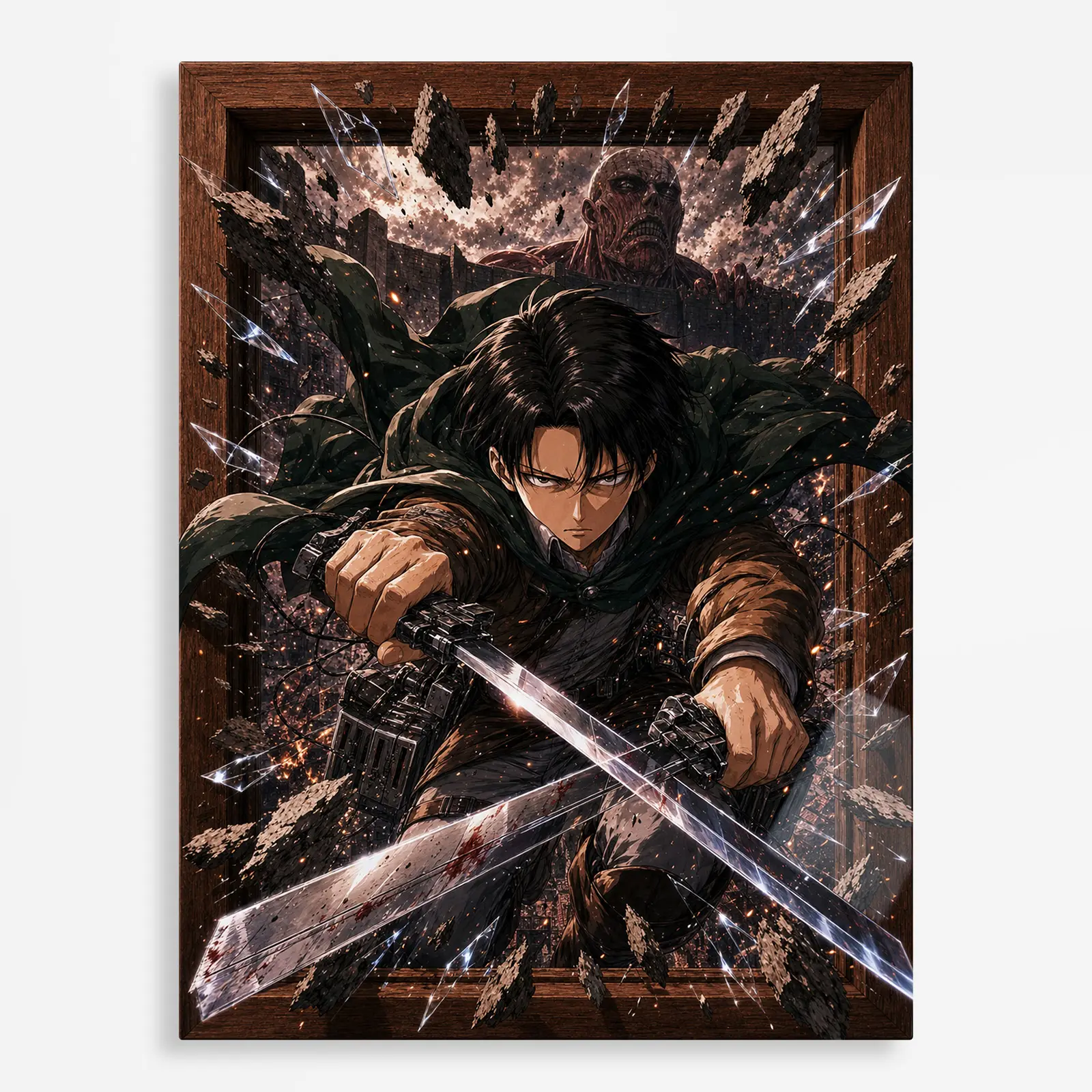 anime metal poster (14) s1 Anime Metal Poster Wall Decor - AOT Levi Ackerman - C - Image 1