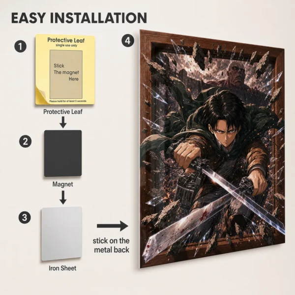 Anime Metal Poster Wall Decor - AOT Levi Ackerman - C - Image 2