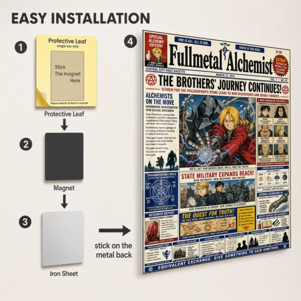 Anime Metal Poster Wall Decor - FMA Newspaper - Image 2