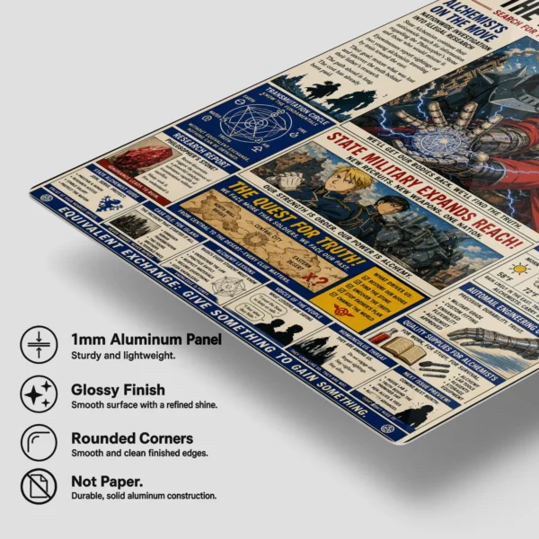 Anime Metal Poster Wall Decor - FMA Newspaper - Image 6