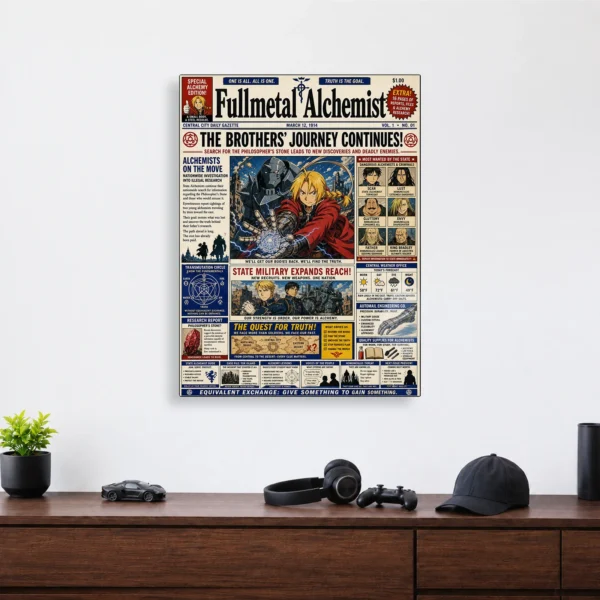 Anime Metal Poster Wall Decor - FMA Newspaper - Image 4