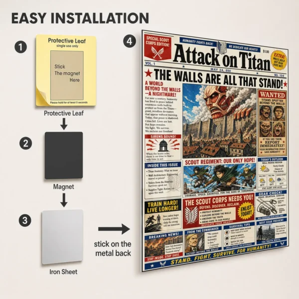 Anime Metal Poster Wall Decor - AOT Newspaper - Image 2
