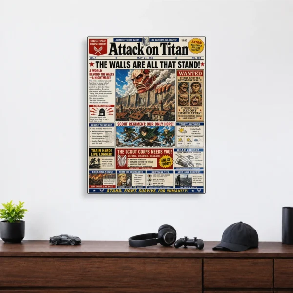 Anime Metal Poster Wall Decor - AOT Newspaper - Image 4