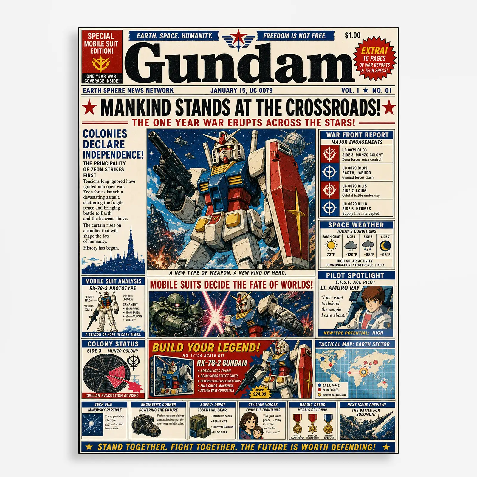 anime metal poster (160) s1 Anime Metal Poster Wall Decor - Mecha War Newspaper - Image 1