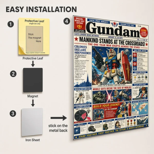 Anime Metal Poster Wall Decor - Mecha War Newspaper - Image 2