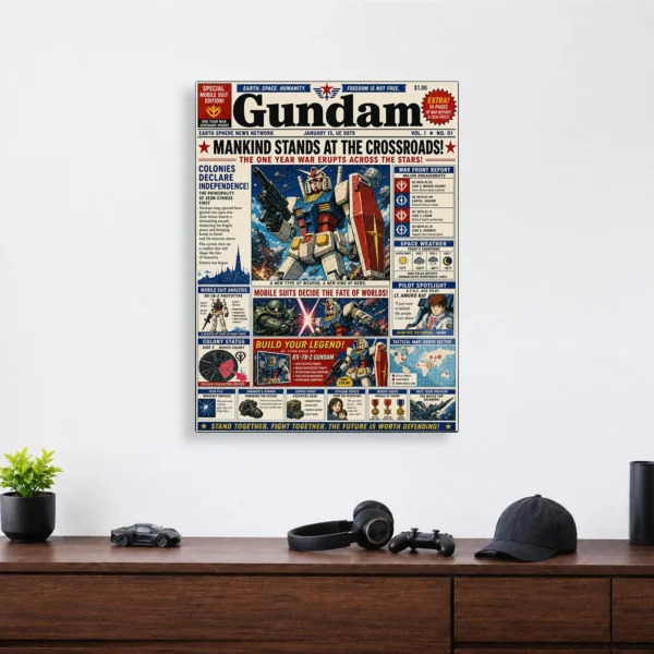 Anime Metal Poster Wall Decor - Mecha War Newspaper - Image 4