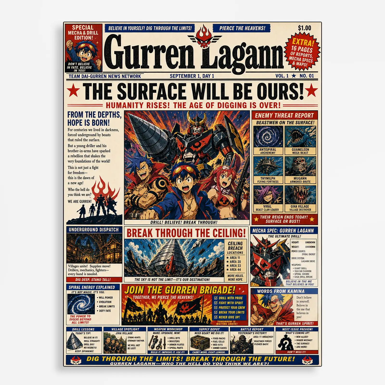 anime metal poster (173) s1 Anime Metal Poster Wall Decor - Gurren - I - Image 1