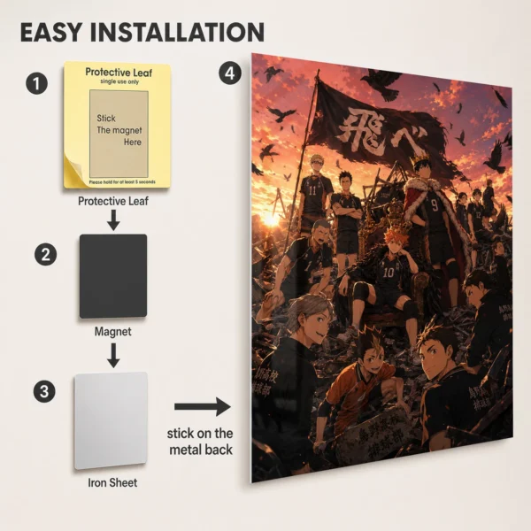 Anime Metal Poster Wall Decor - Volleyball Team - B - Image 2