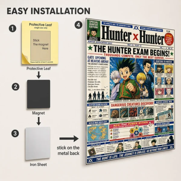 Anime Metal Poster Wall Decor - HXH Newspaper - Image 2