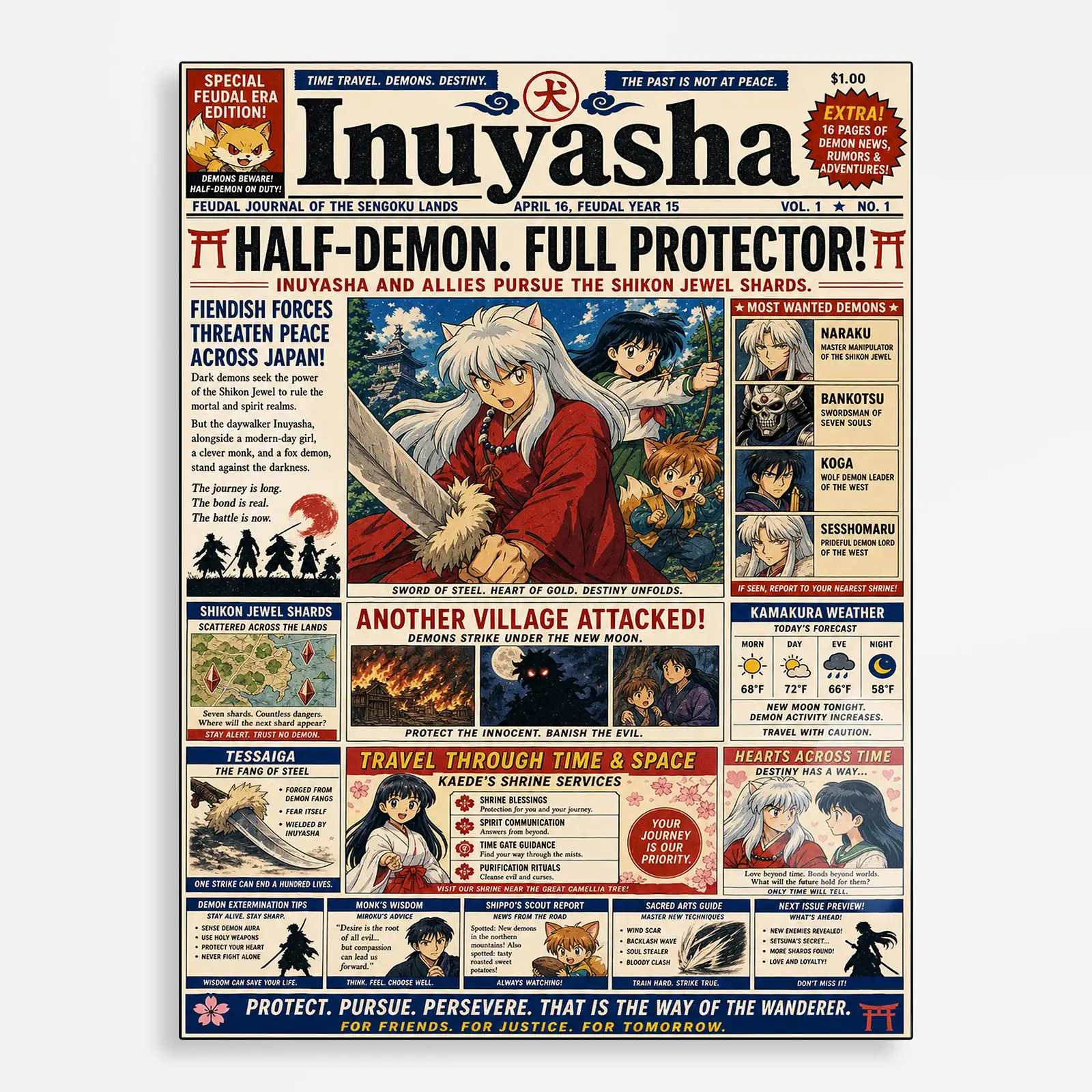 anime metal poster (201) s1 Anime Metal Poster Wall Decor - Yasha - B - Image 1