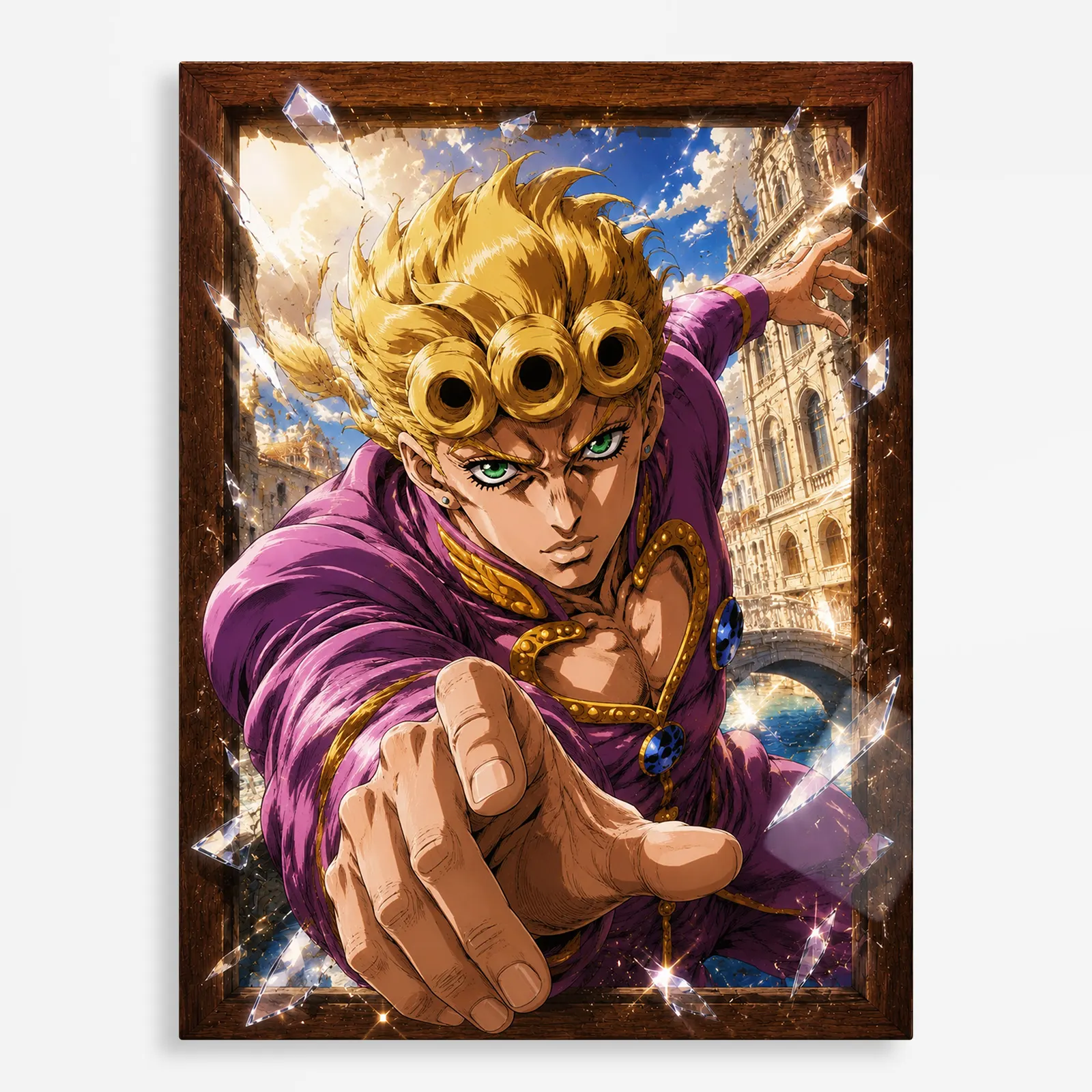 anime metal poster (203) s1 Anime Metal Poster Wall Decor - JJBA - Giorno Giovanna - Image 1