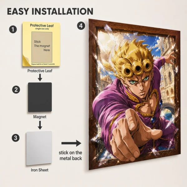 Anime Metal Poster Wall Decor - JJBA - Giorno Giovanna - Image 2