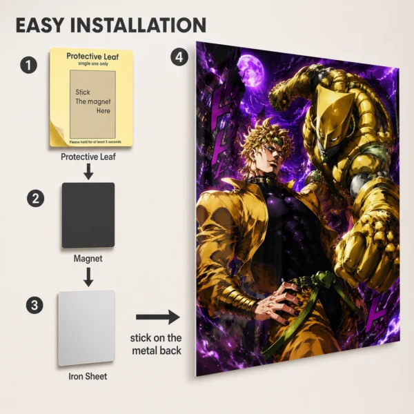 Anime Metal Poster Wall Decor - JJBA - DIO & The World - Image 2