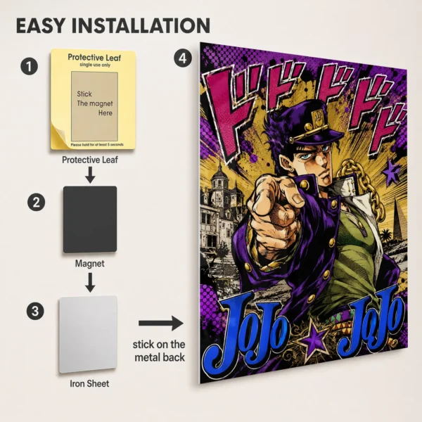 Anime Metal Poster Wall Decor - JJBA - Jotaro Kujo - A - Image 2