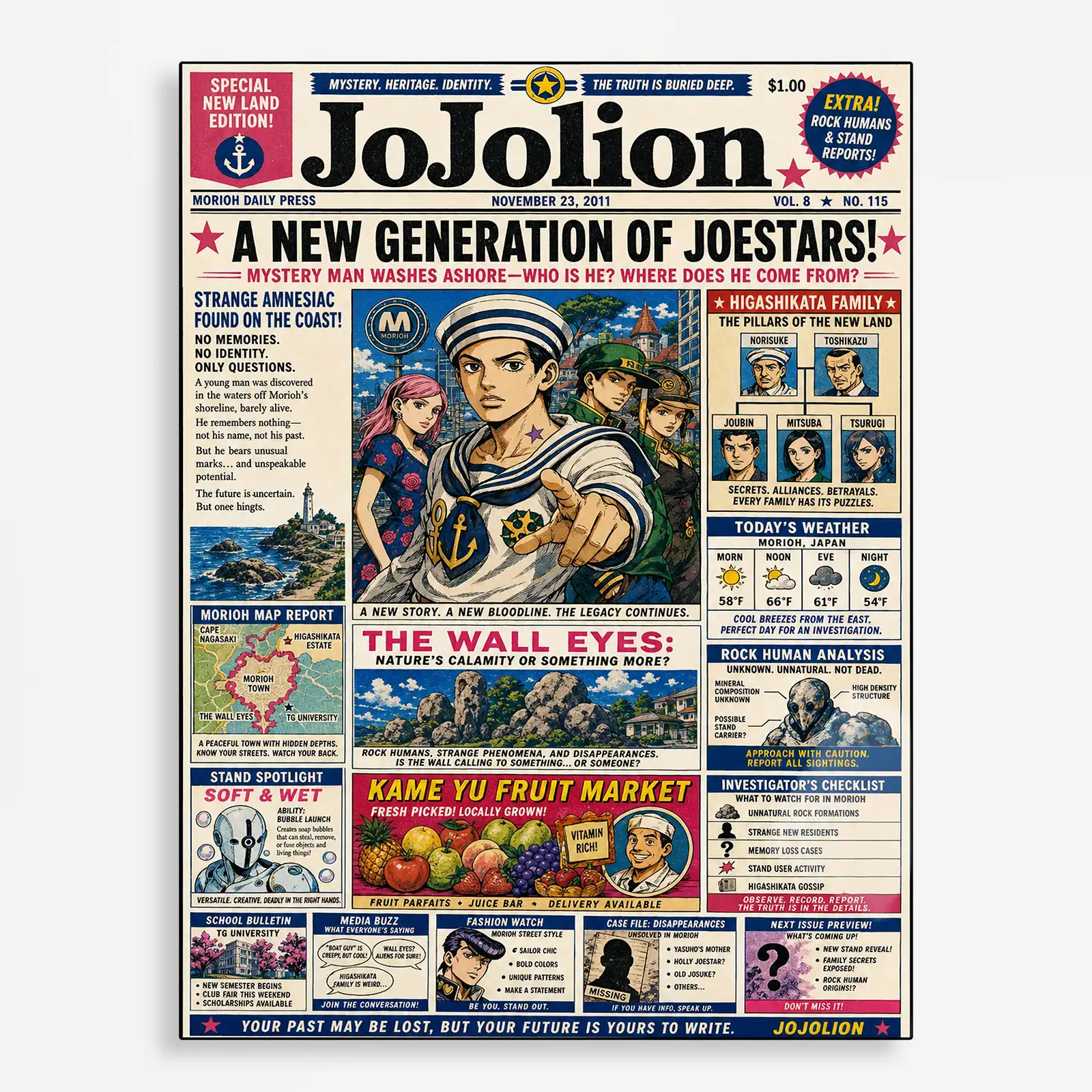 anime metal poster (225) s1 Anime Metal Poster Wall Decor - JJBA - JoJolion - A - Image 1