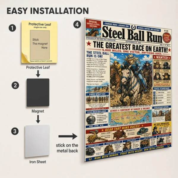 Anime Metal Poster Wall Decor - JJBA - Steel Ball Run Racers - Image 2