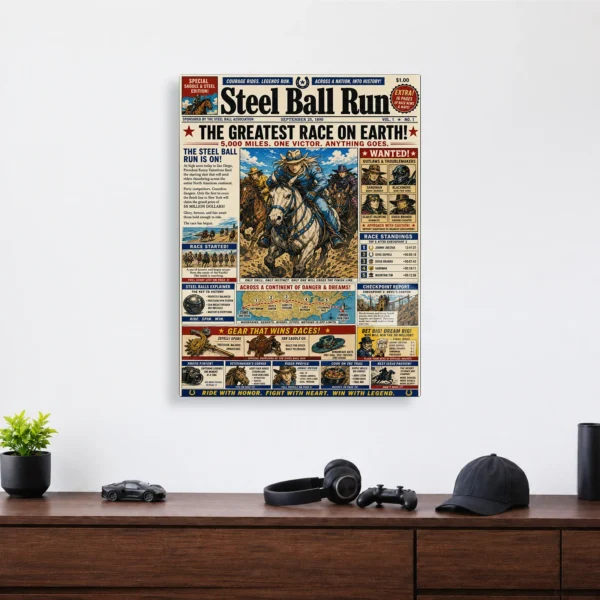 Anime Metal Poster Wall Decor - JJBA - Steel Ball Run Racers - Image 4