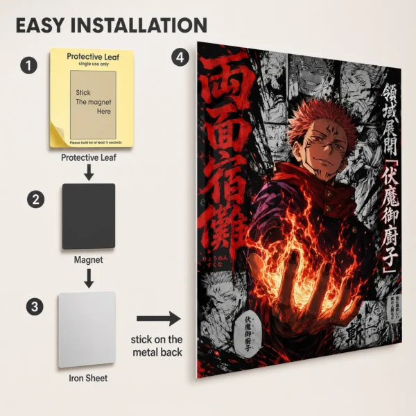 Anime Metal Poster Wall Decor - JJK - Ryomen Sukuna - B - Image 2