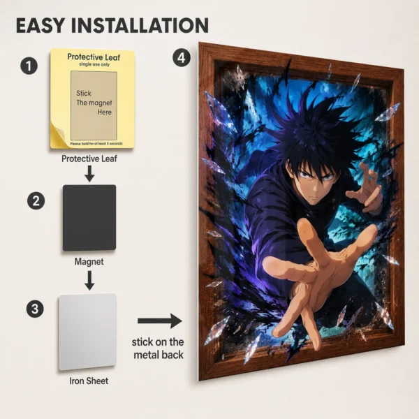Anime Metal Poster Wall Decor - JJK - Megumi Fushiguro - Image 2