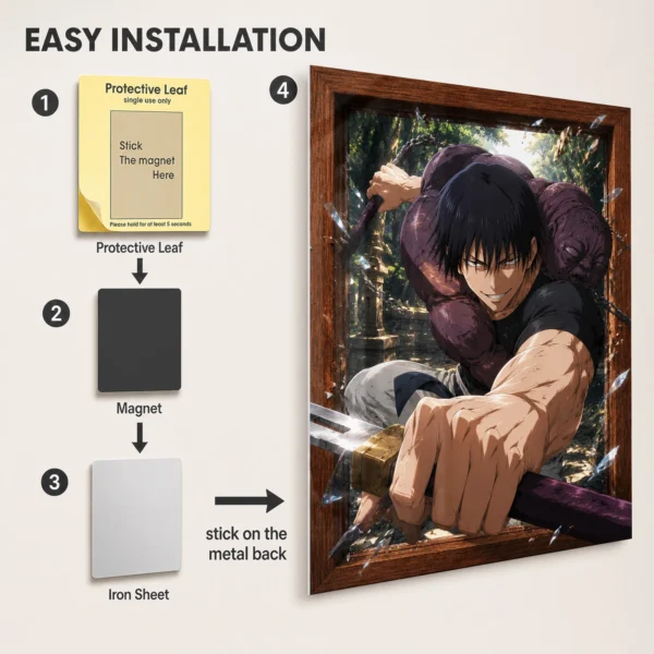 Anime Metal Poster Wall Decor - JJK - Toji Fushiguro - B - Image 2