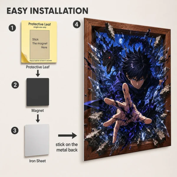 Anime Metal Poster Wall Decor - JJK - Megumi Fushiguro - A - Image 2
