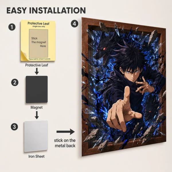Anime Metal Poster Wall Decor - JJK - Megumi Fushiguro - B - Image 2
