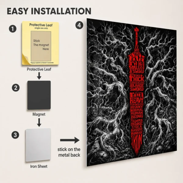 Anime Metal Poster Wall Decor - Dark Fantasy Sword - Image 2