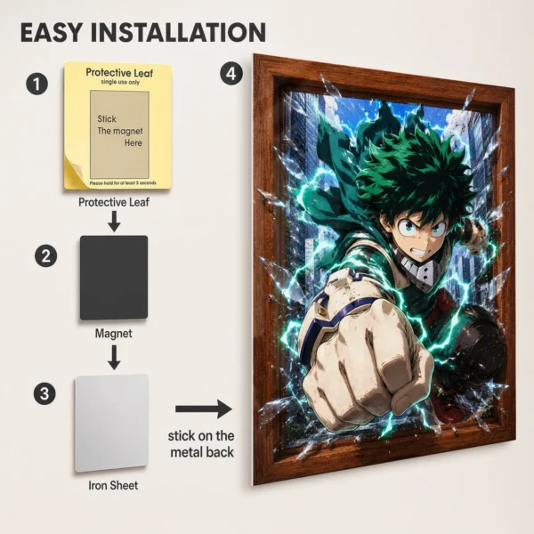 Anime Metal Poster Wall Decor - MHA - Izuku Midoriya - A - Image 2