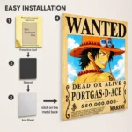 Anime Metal Poster Wall Decor - OP - Portgas D. Ace Wanted - Image 2