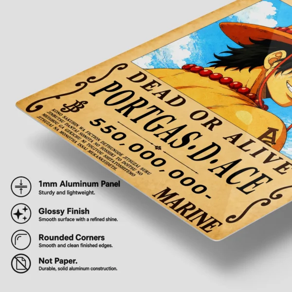 Anime Metal Poster Wall Decor - OP - Portgas D. Ace Wanted - Image 6