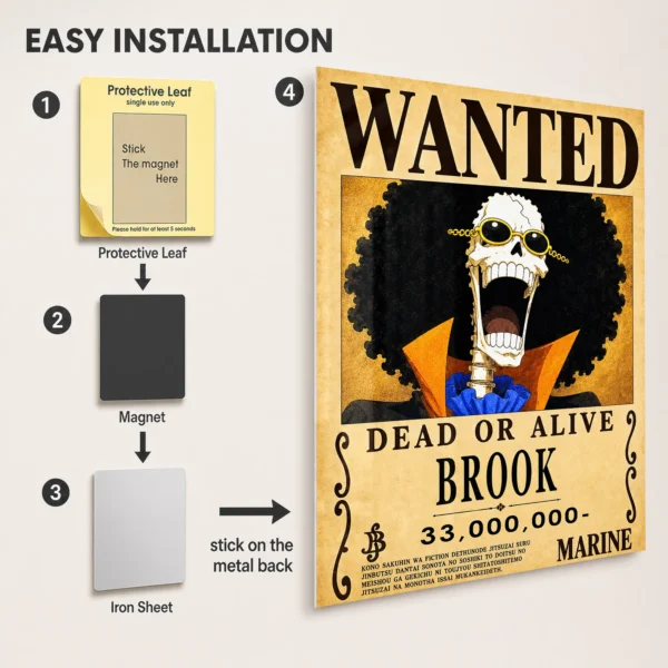 Anime Metal Poster Wall Decor - OP - Brook Wanted - Image 2