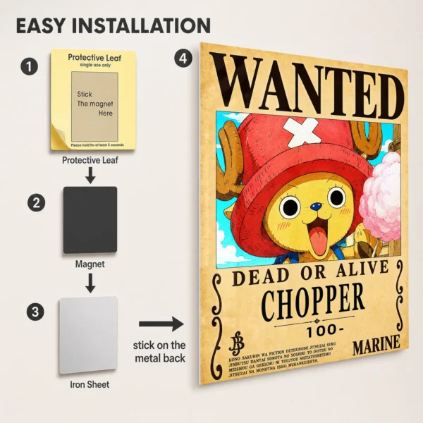 Anime Metal Poster Wall Decor - OP - Tony Tony Chopper Wanted - Image 2