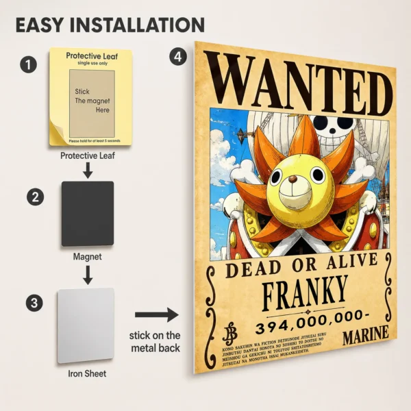 Anime Metal Poster Wall Decor - OP - Franky Wanted - Image 2