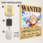 Anime Metal Poster Wall Decor - OP - Monkey D. Luffy Wanted - Image 2