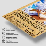 Anime Metal Poster Wall Decor - OP - Monkey D. Luffy Wanted - Image 6