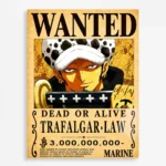 Anime Metal Poster Wall Decor - OP - Trafalgar D. Water Law Wanted