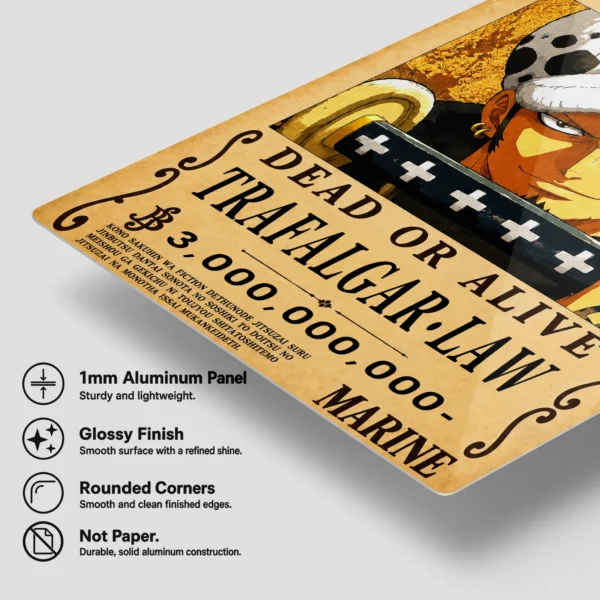 Anime Metal Poster Wall Decor - OP - Trafalgar D. Water Law Wanted - Image 6
