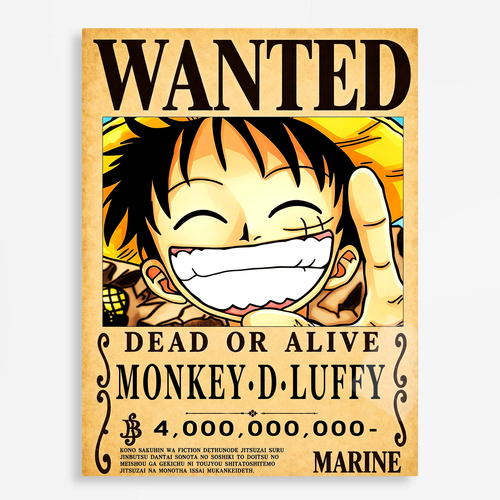 anime metal poster (288) s1 Anime Metal Poster Wall Decor - OP - Monkey D. Luffy Wanted - A - Image 1