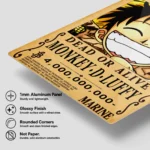Anime Metal Poster Wall Decor - OP - Monkey D. Luffy Wanted - A - Image 6